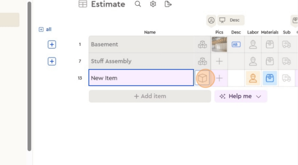 How to add an item to an estimate