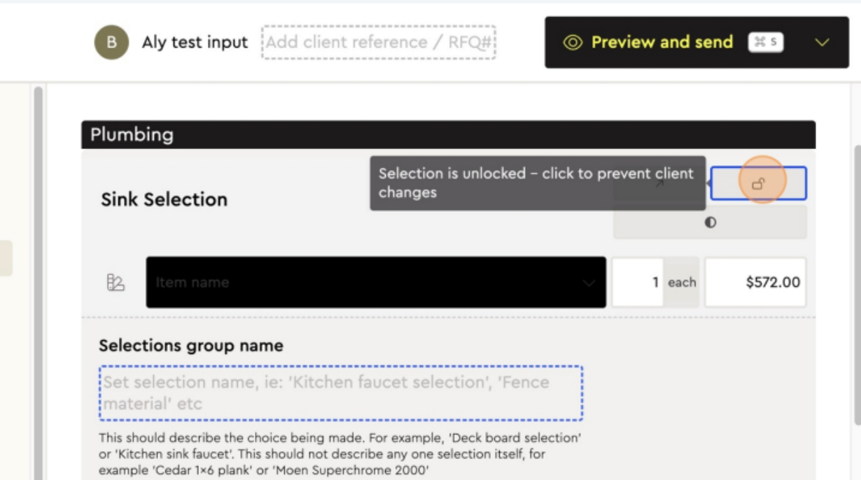 Using the Selections tab