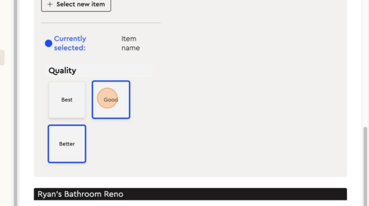 Using the Selections tab