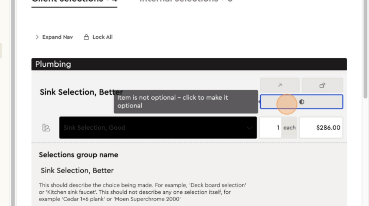 Using the Selections tab